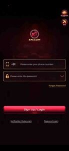 EK1 Game login dashboard and mobile app interface screenshot